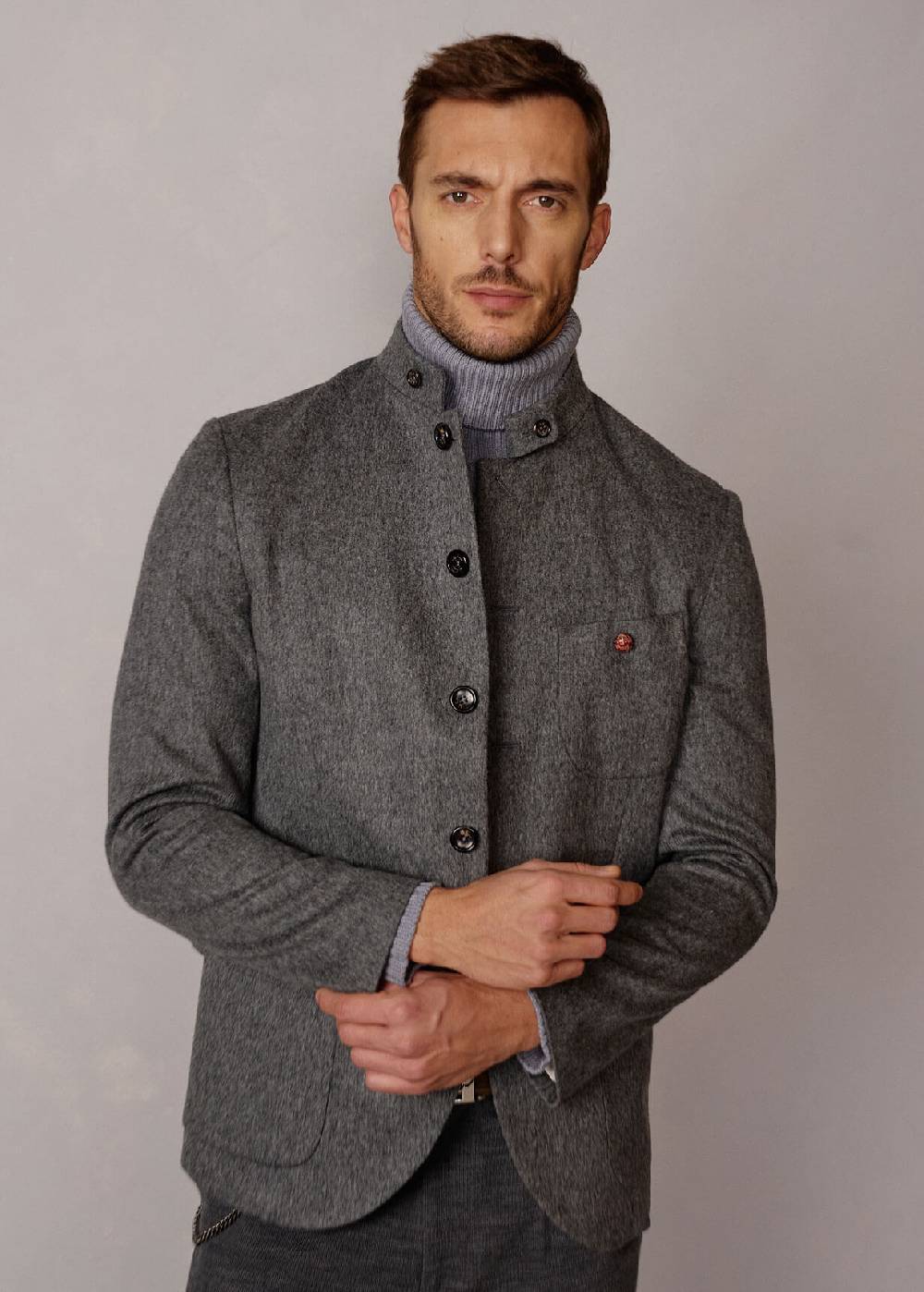 Luis Trenker Blazer in loden con colletto alla coreana Lusandro Italy