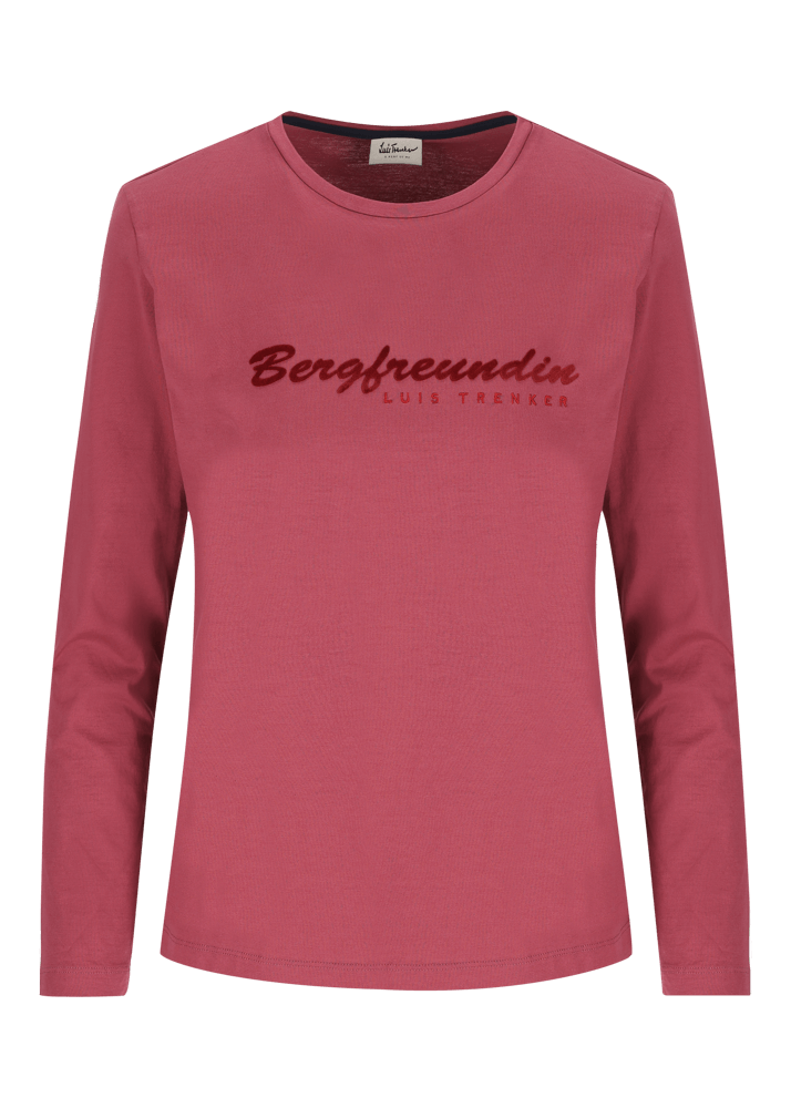 Luis Trenker Maglia a maniche lunghe con scritta "Bergfreundin" In Vendita