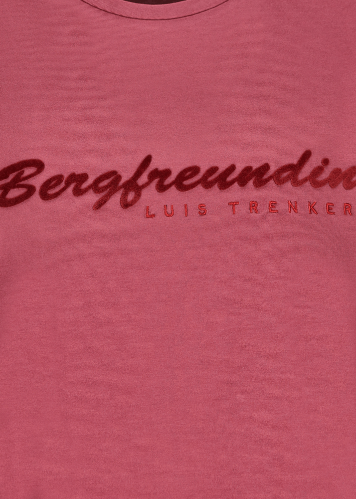 Luis Trenker Maglia a maniche lunghe con scritta "Bergfreundin" In Vendita