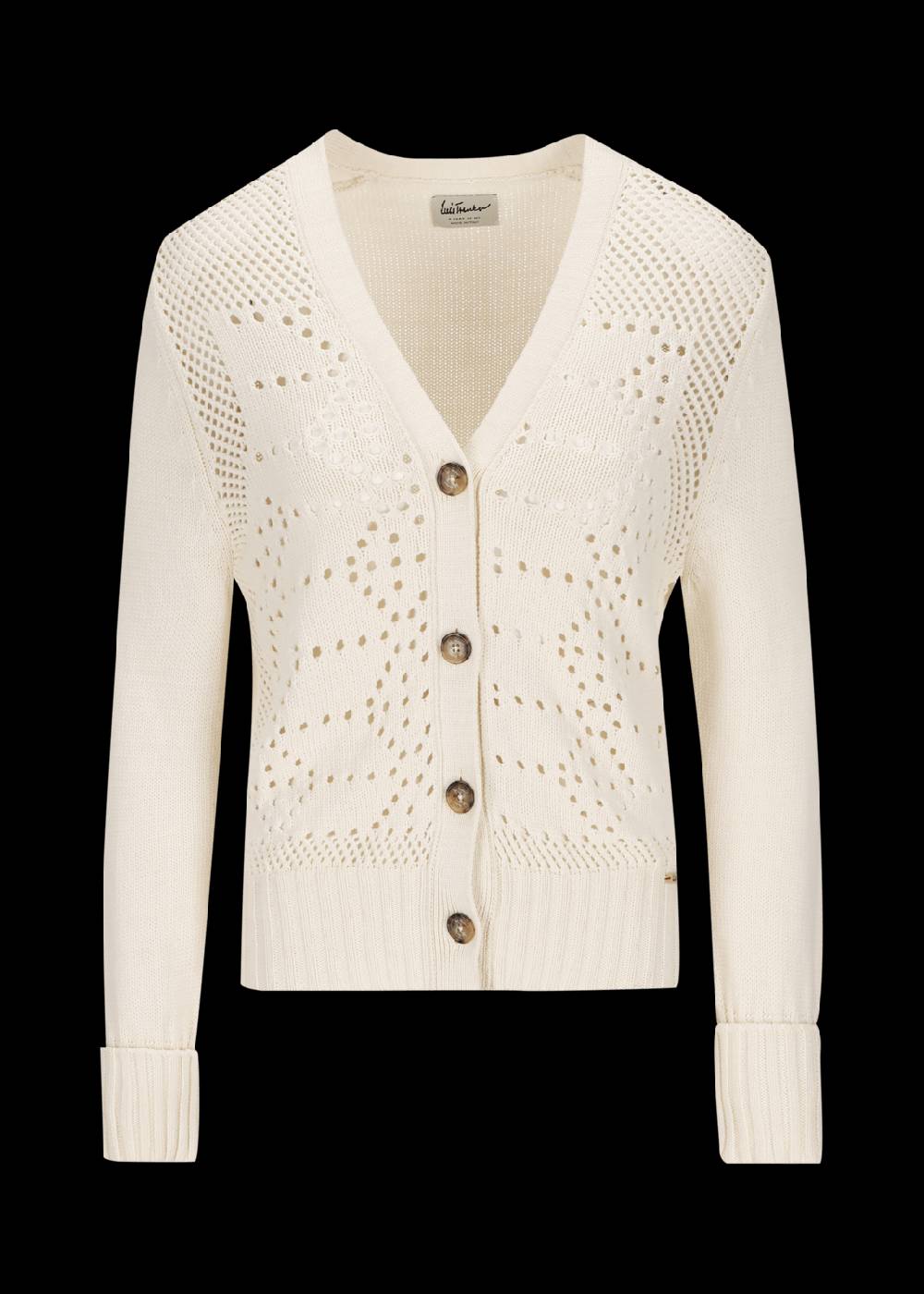 Luis Trenker Cardigan in maglia traforata in misto cotone modello Lualma Offerta