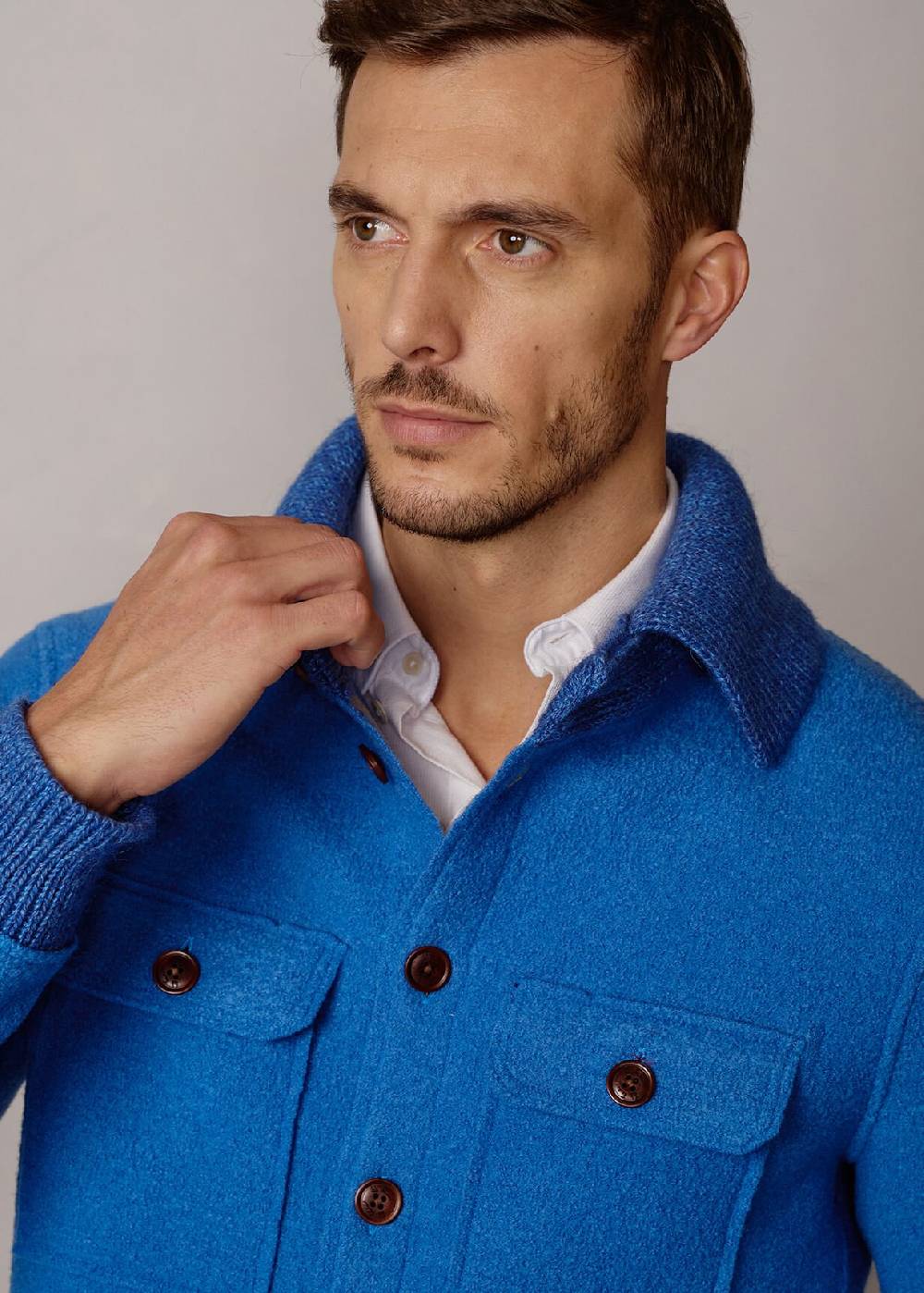 Luis Trenker Giacca camicia in lana follata Lustanley In Vendita