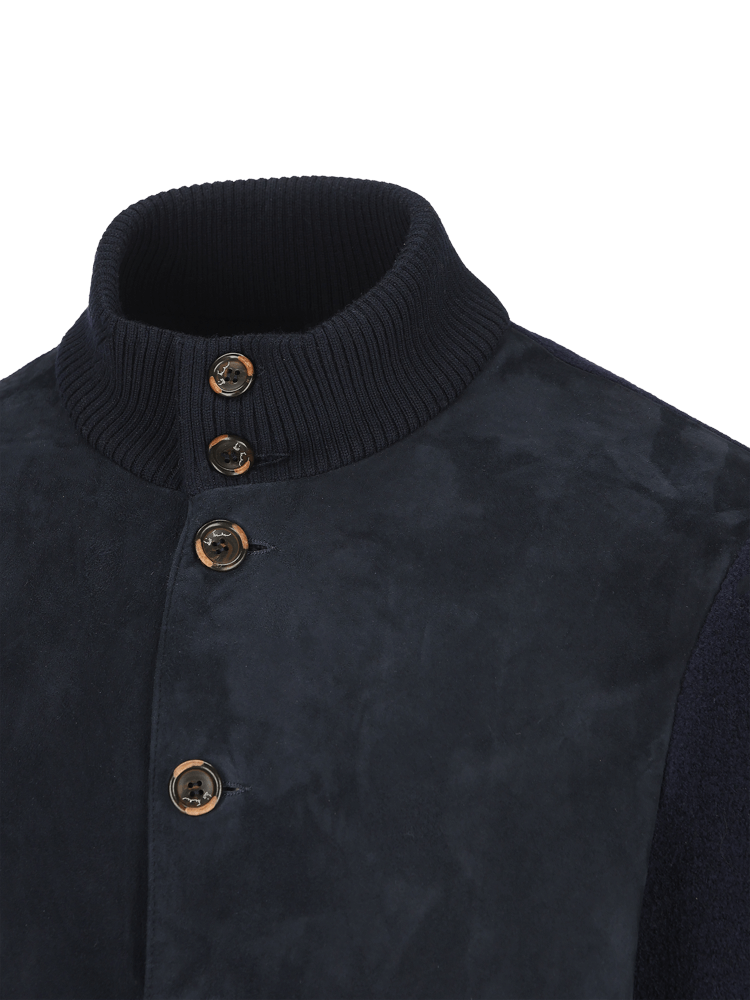 Luis Trenker Blazer in lana follata con parte anteriore in pelle scamosciata Lupoldo Vendita Calda