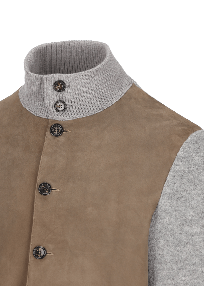 Luis Trenker Blazer in lana follata con parte anteriore in pelle scamosciata Lupoldo Vendita Economica