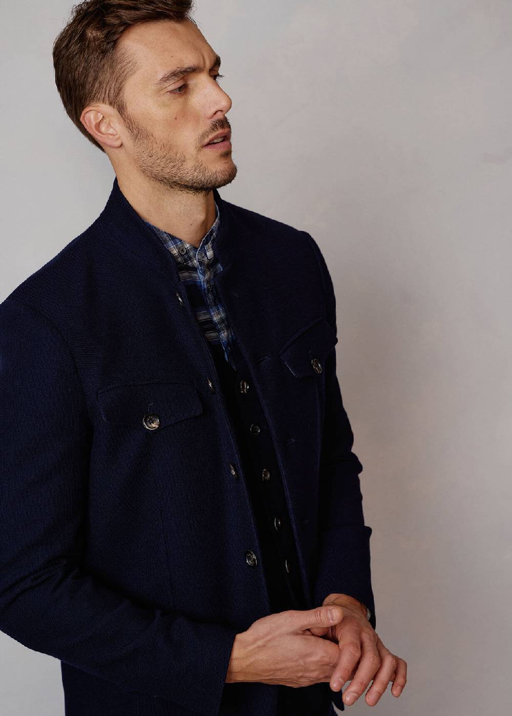 Luis Trenker Blazer in jersey con colletto alla coreana Lusepp I Più Venduti