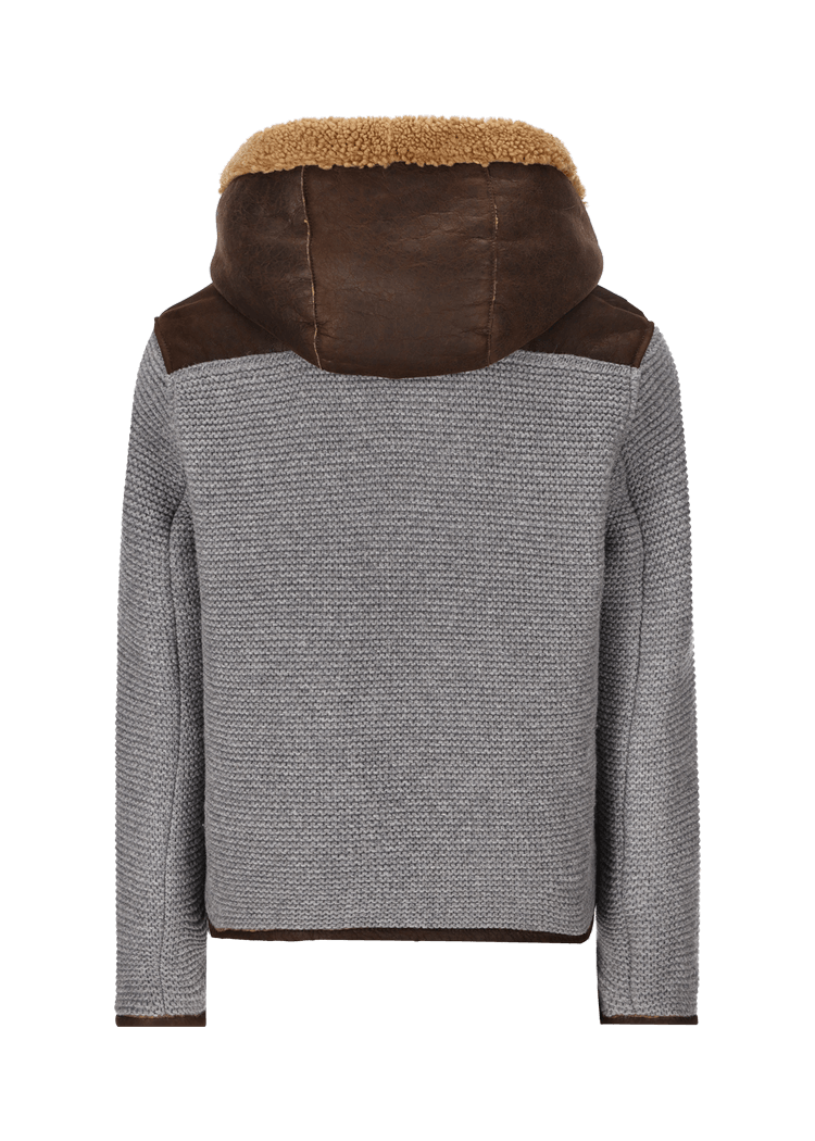 Luis Trenker Cardigan con parte anteriore in pelle Luwallace Vendita