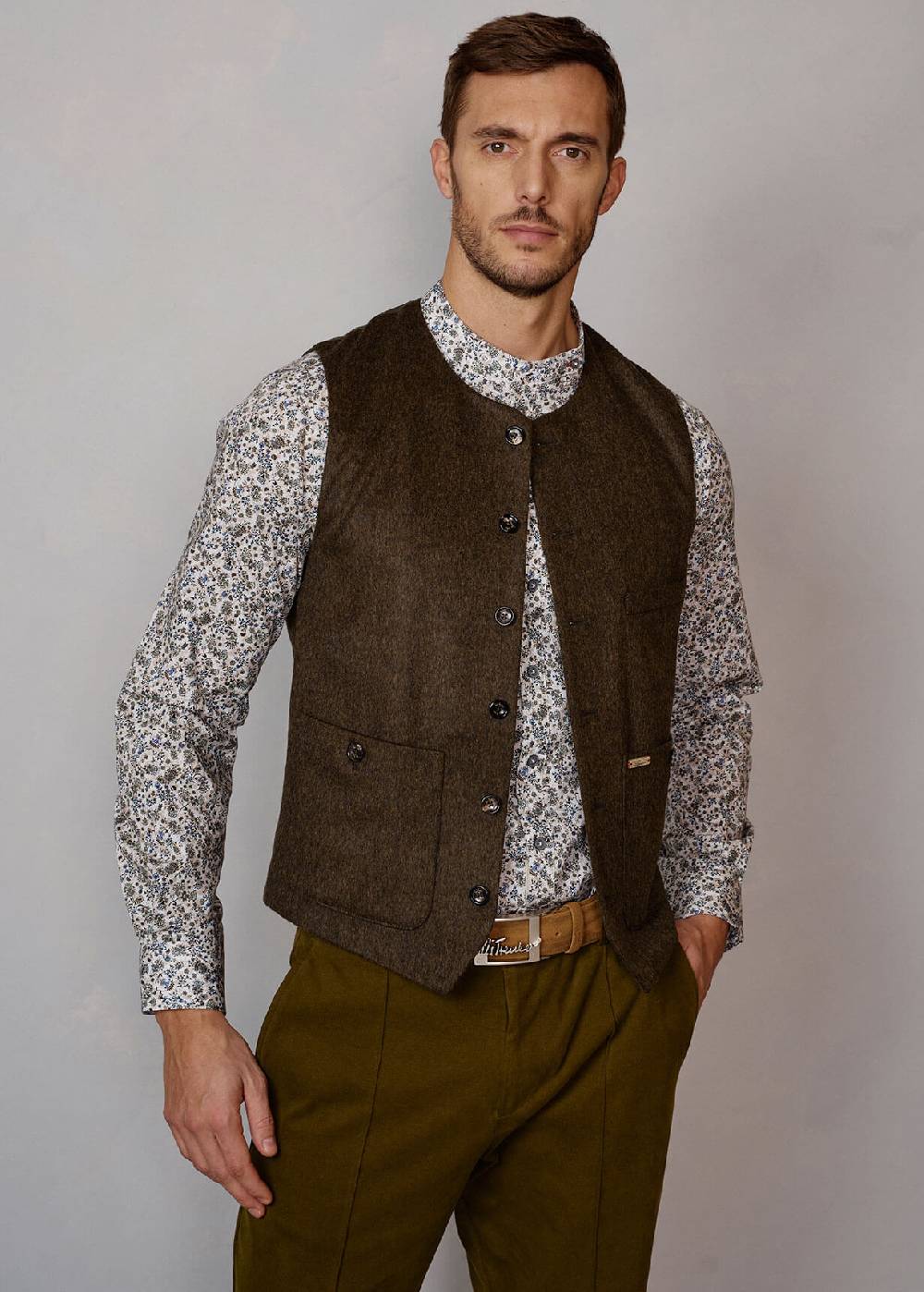 Luis Trenker Gilet in loden con scollo rotondo Lusven Acquista Ora