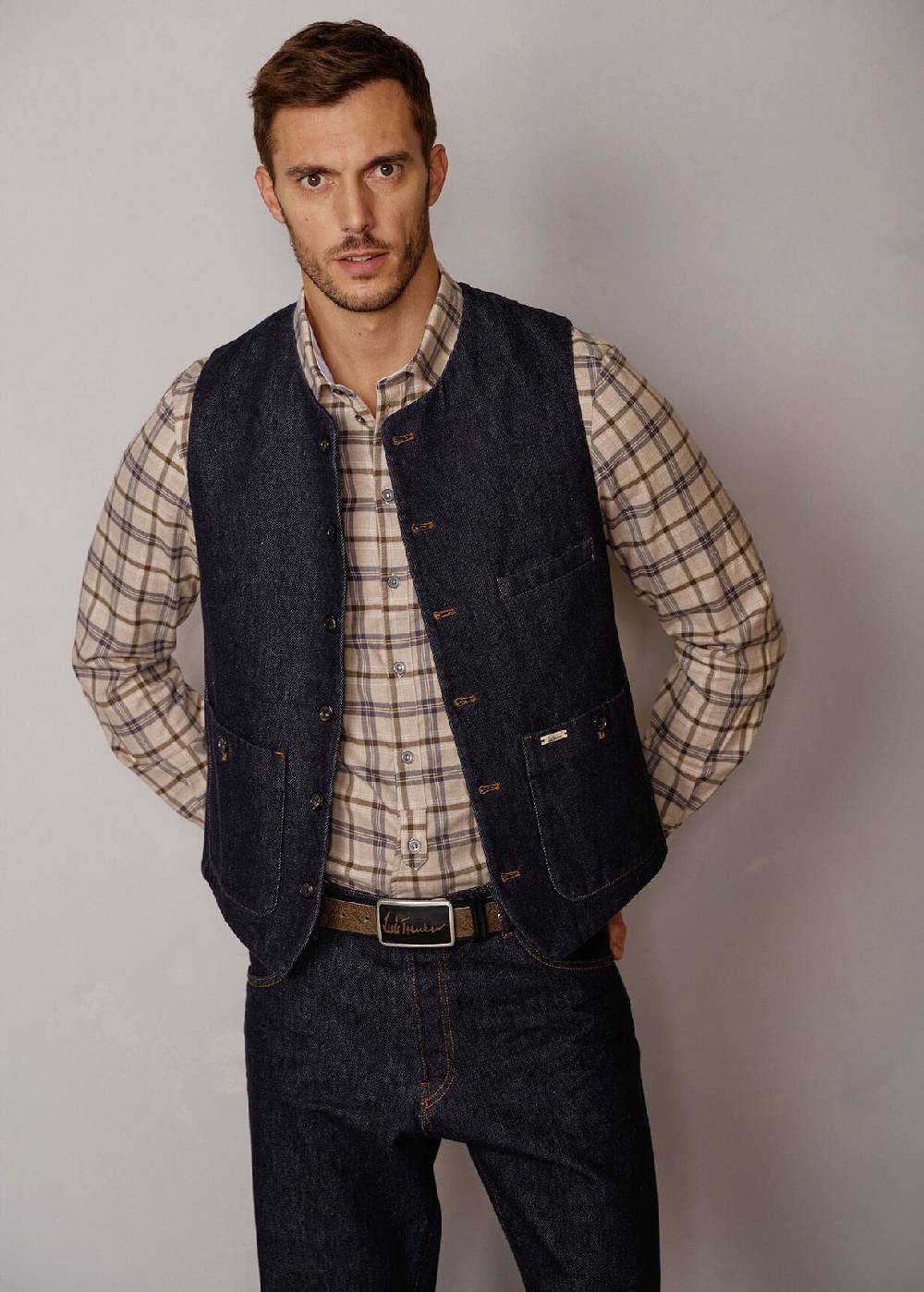 Luis Trenker Gilet in denim scuro Lusven Outlet