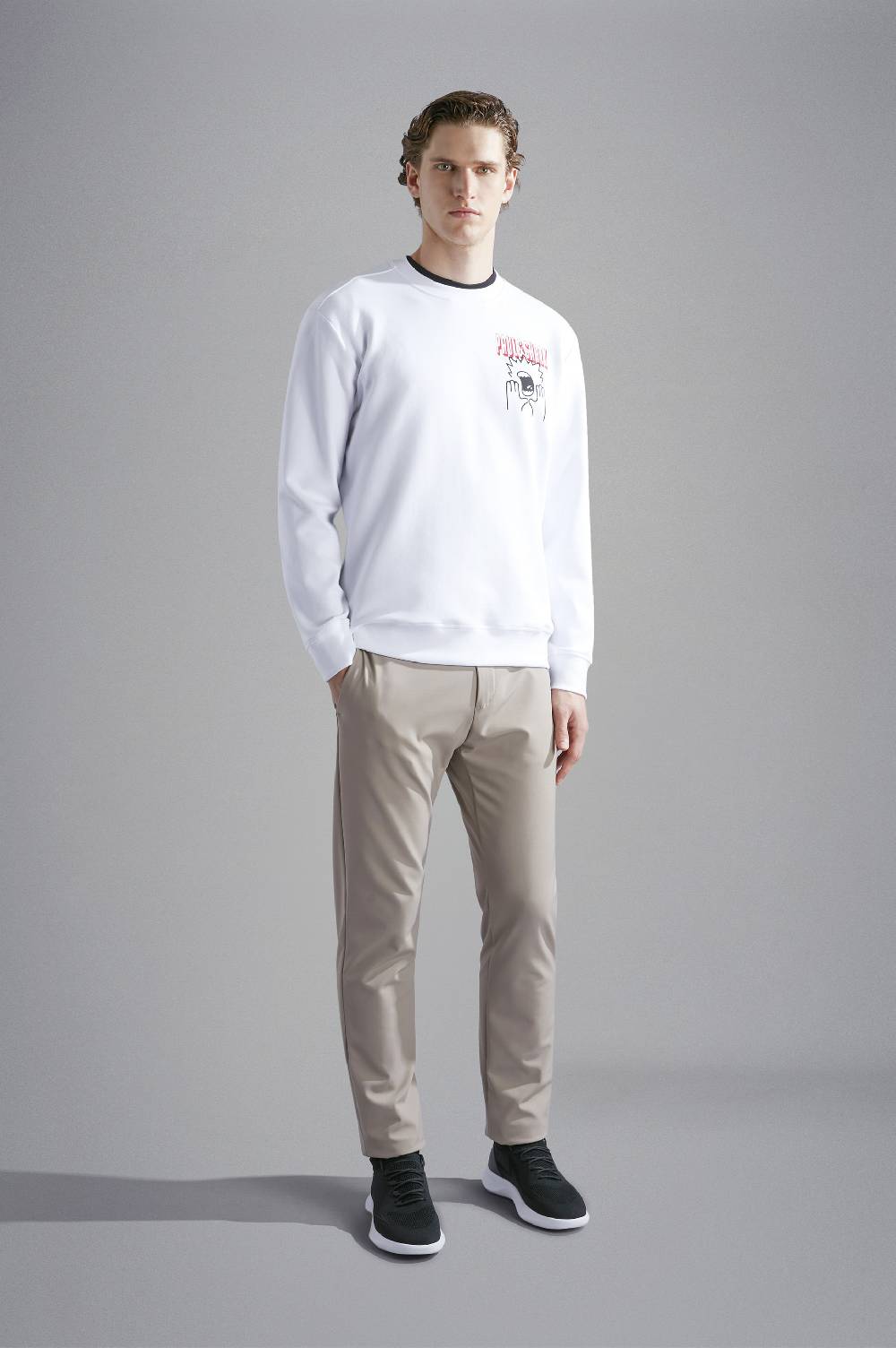 Paul & Shark Felpa in cotone Soft Active Fleece con stampe Paul & Shark Italia