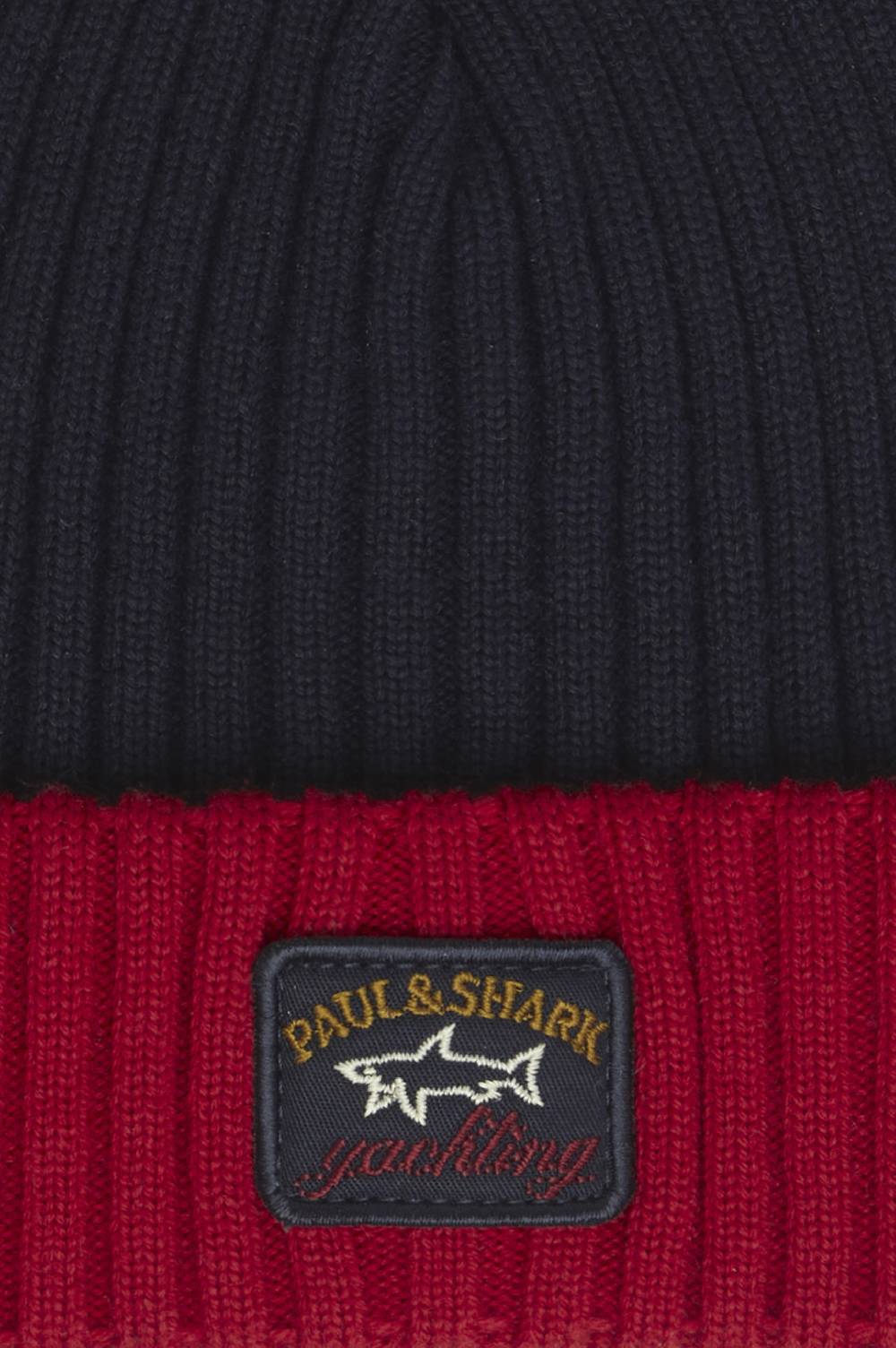 Paul & Shark Berretto in lana a coste con badge iconico Paul & Shark Negozio