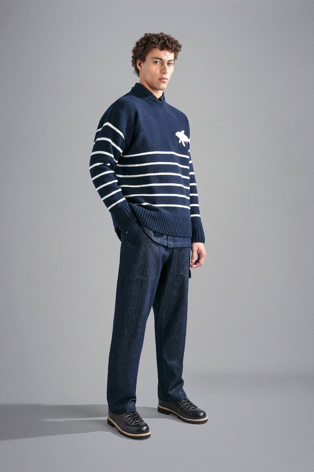 Paul & Shark Maglia in Re-Wool con intarsio Shark Paul & Shark Vendita Economica