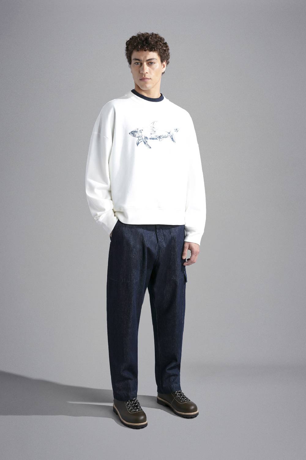 Paul & Shark Felpa in cotone Winter Fleece con stampa Paul & Shark Vendita