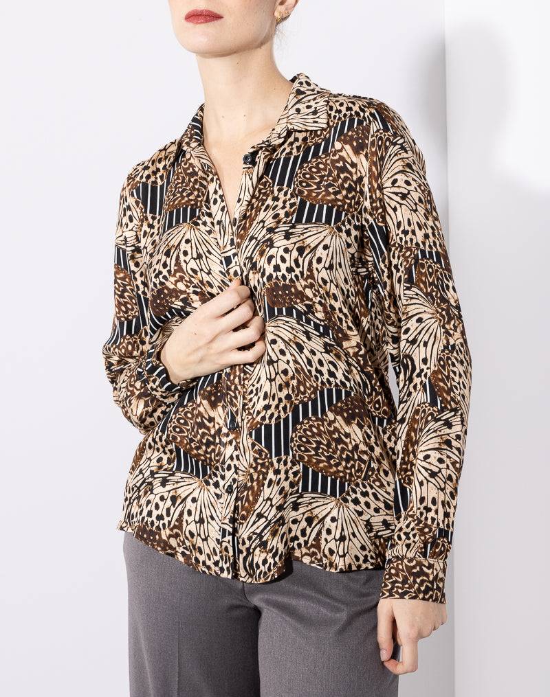 Risskio Kujaku - Camicia in viscosa stampata Vendite Flash