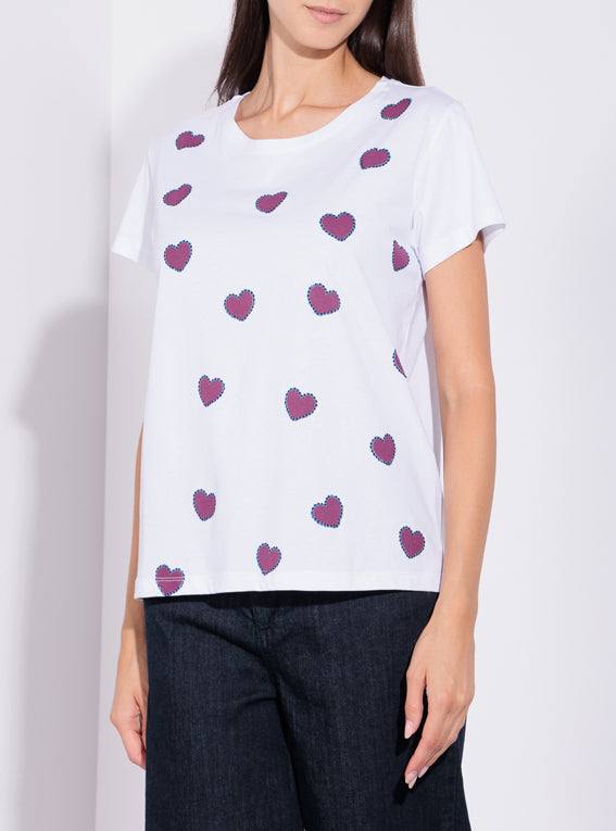 Risskio William - T-Shirt con stampa "cuori" Qualità Garantita