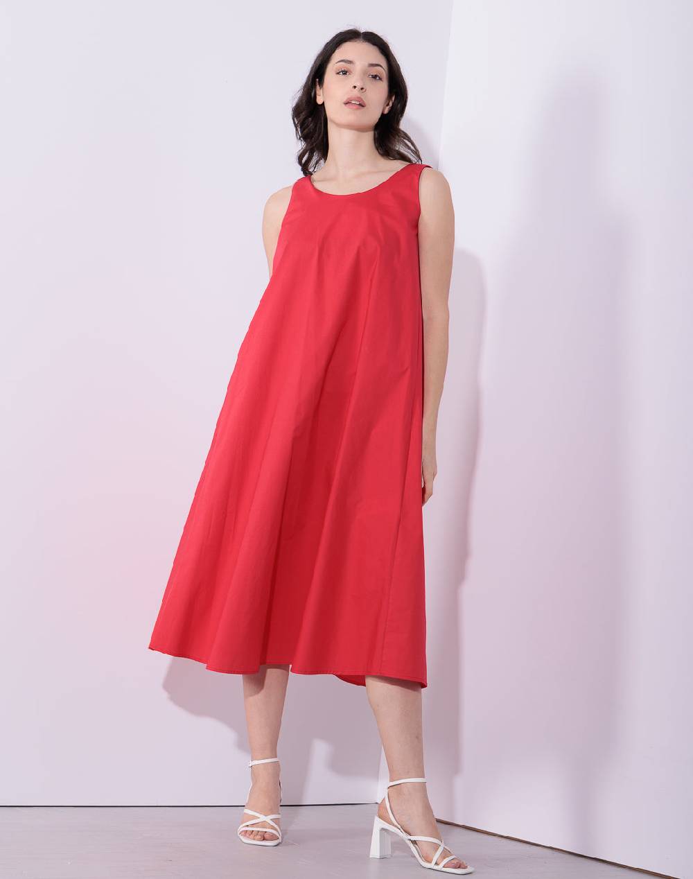 Risskio Alma - Abito lungo con spalline bi-colore in popeline di cotone Pezzi Unici