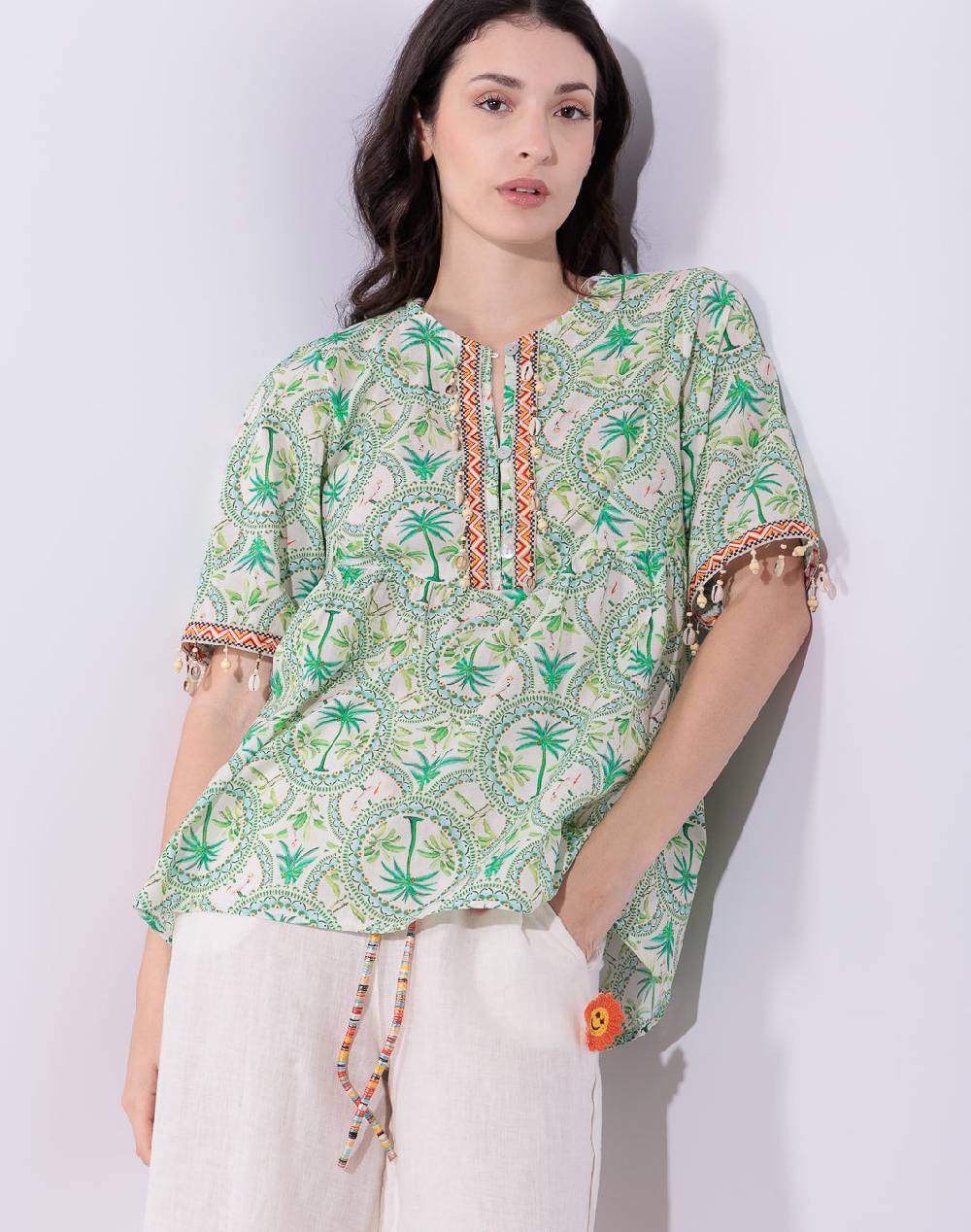 Risskio David - Blusa in mussola stampata Sconto