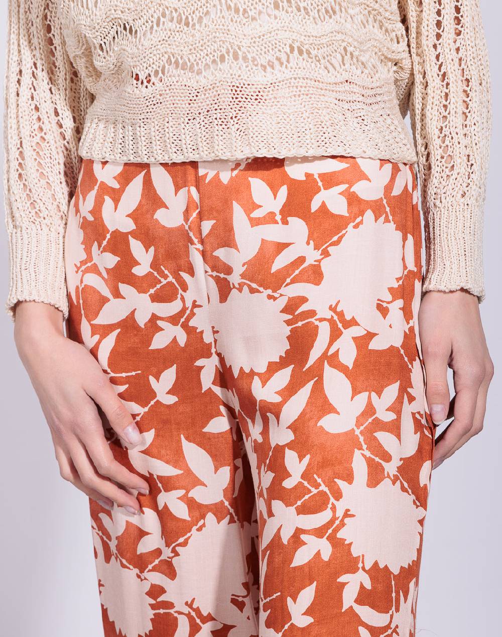 Risskio Chandra - Pantalone a palazzo in raso di viscosa stampata Qualità Garantita