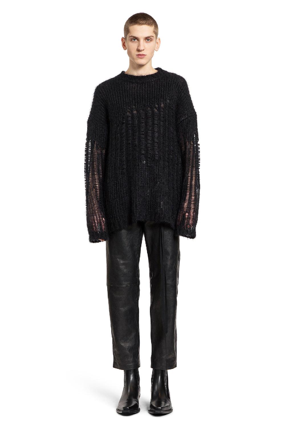 Antonioli ANN DEMEULEMEESTER MAN BLACK KNITWEAR Sostegno trimestrale