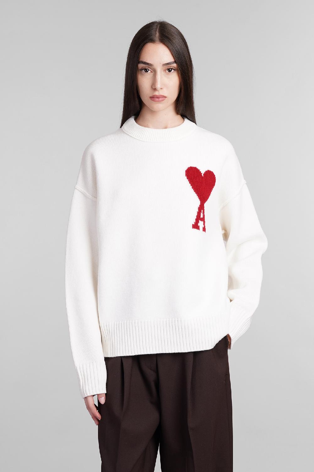 ﻿Deliberti Ami Paris Maglia in lana bianca cod. 403271 - Deliberti The Luxury Shopping