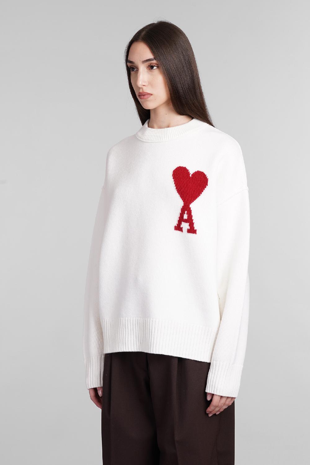 ﻿Deliberti Ami Paris Maglia in lana bianca cod. 403271 - Deliberti The Luxury Shopping Hotsell