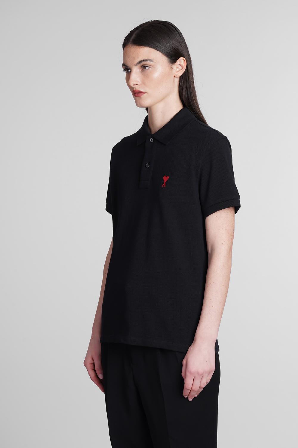 Deliberti Ami Paris Polo in cotone nero cod. 393421 - Deliberti The Luxury Shopping Qualità Garantita