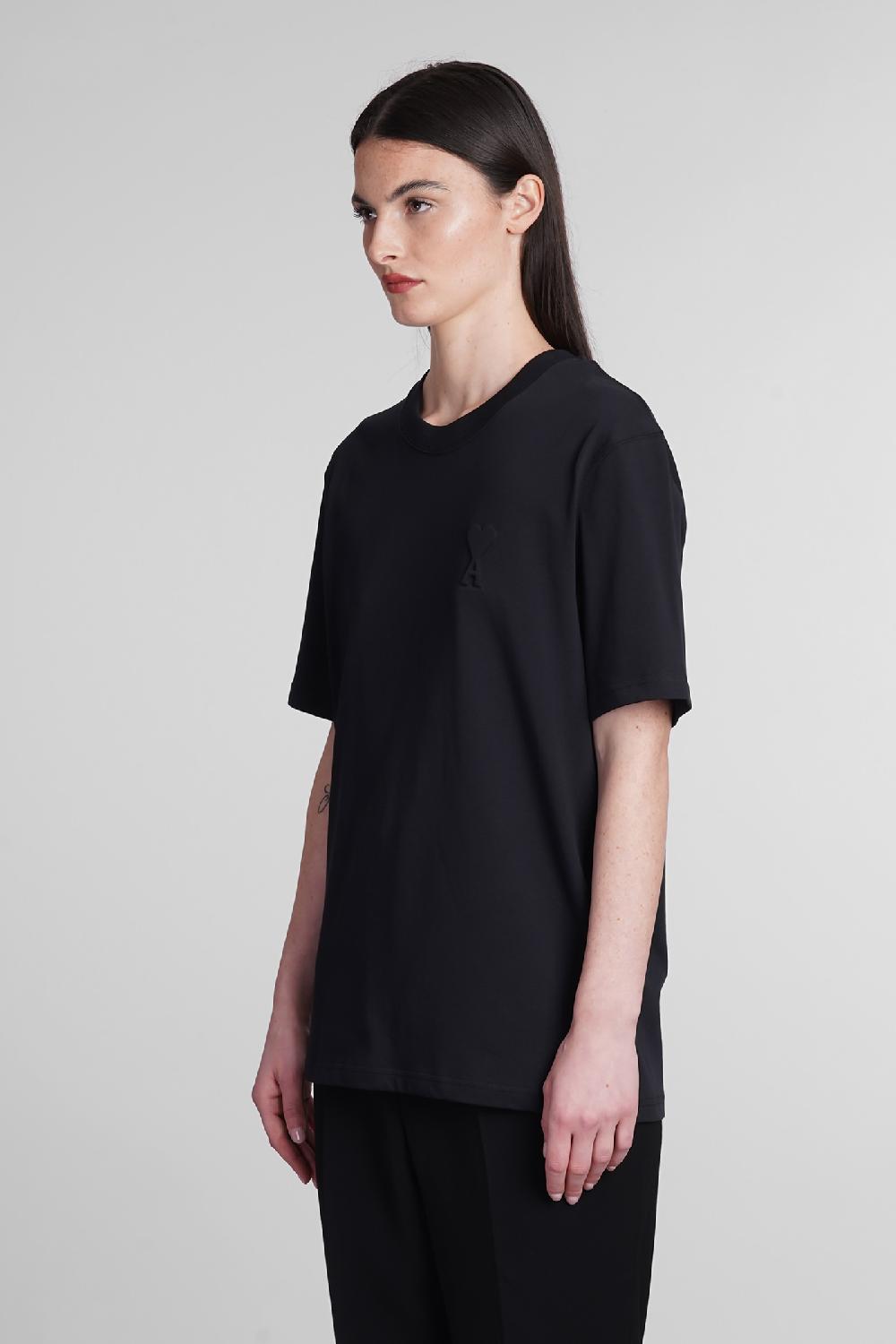 Deliberti Ami Paris T-shirt in cotone nero cod. 393428 - Deliberti The Luxury Shopping Fino Al -60%