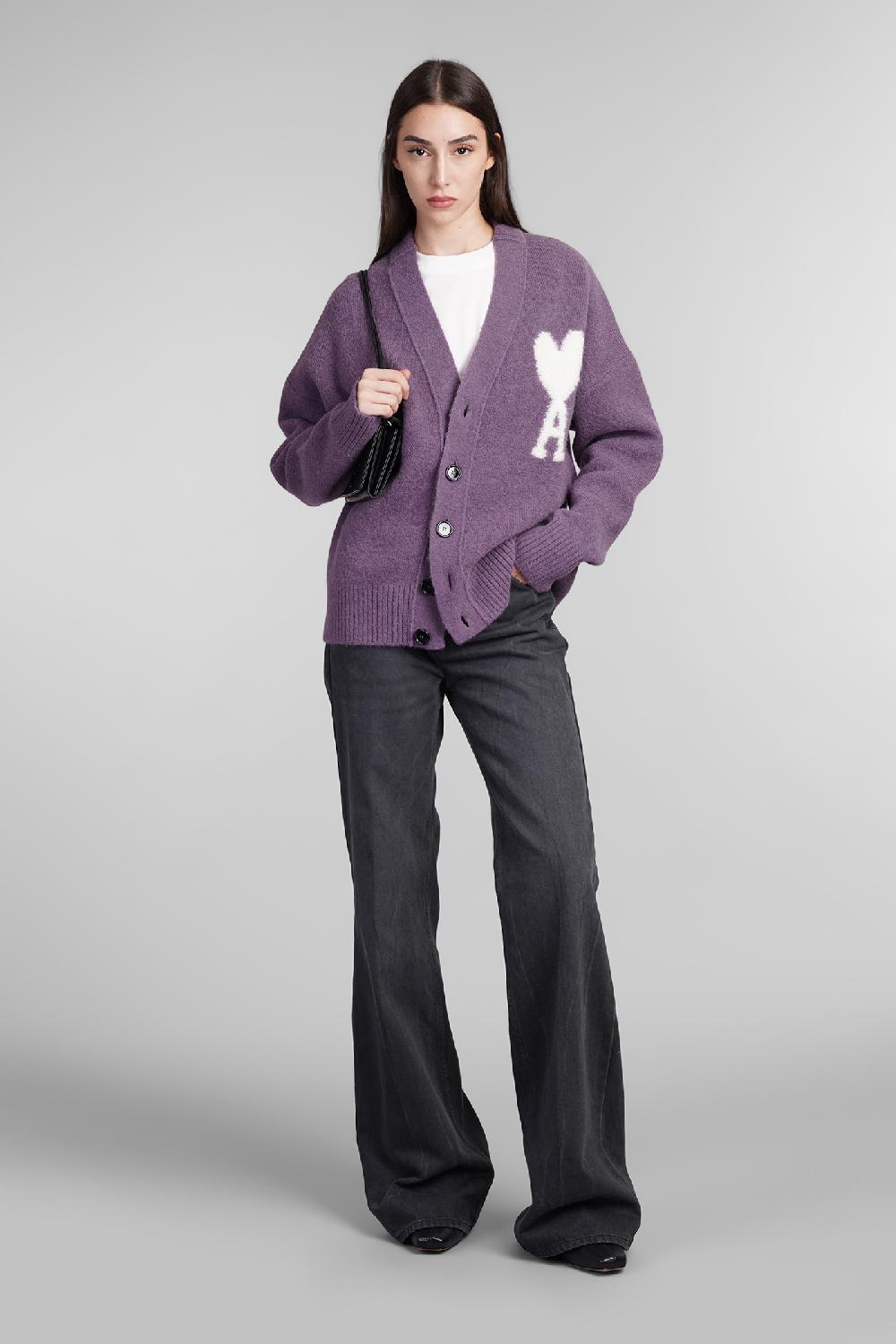 Deliberti Ami Paris Cardigan in lana viola cod. 406119 - Deliberti The Luxury Shopping Shopping Online