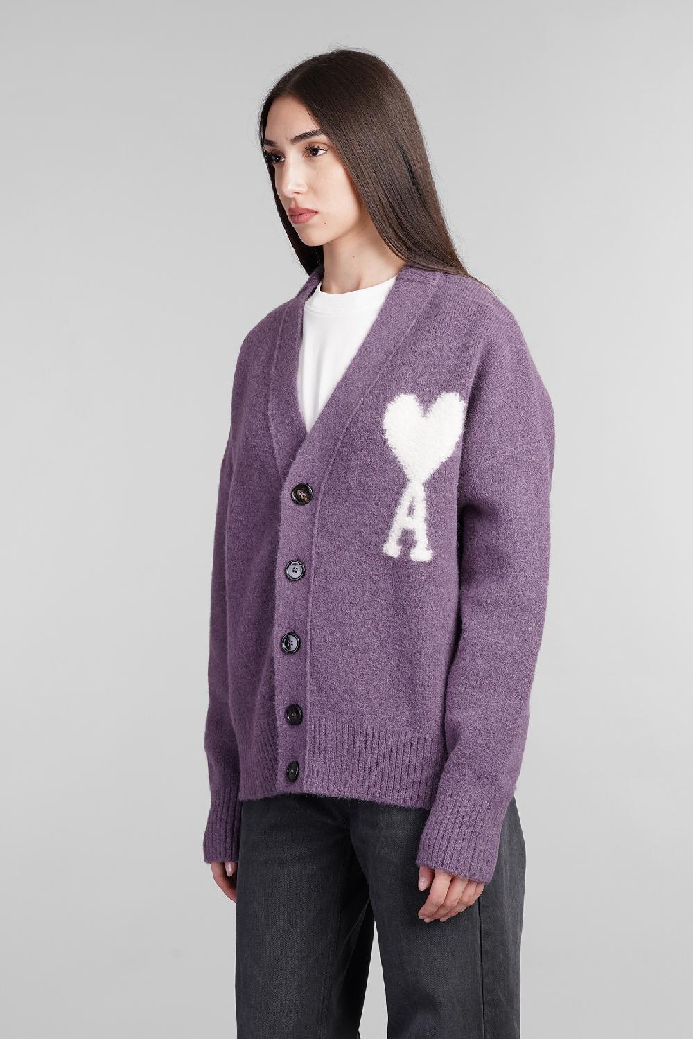 Deliberti Ami Paris Cardigan in lana viola cod. 406119 - Deliberti The Luxury Shopping Shopping Online