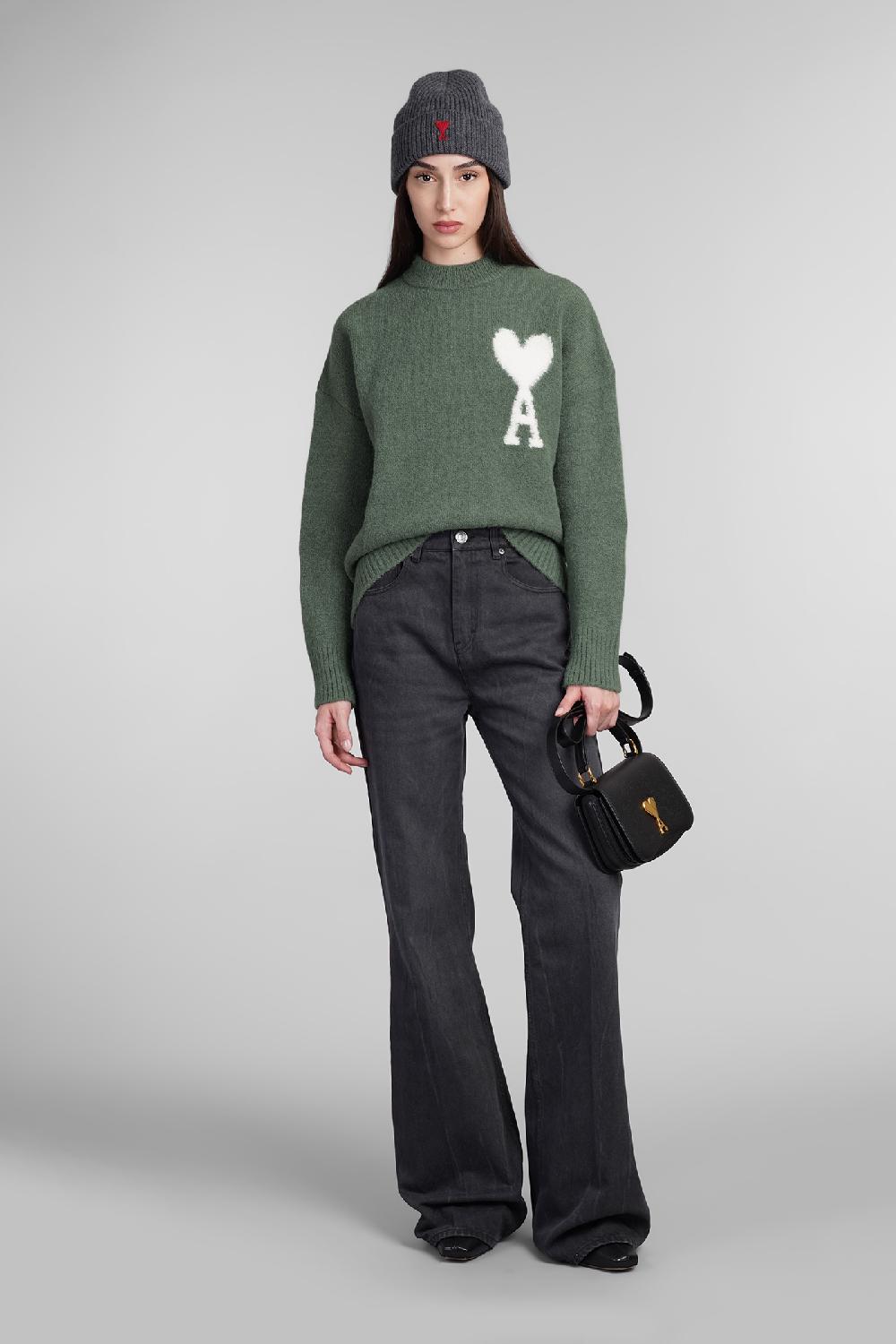 Deliberti Ami Paris Maglia in lana verde cod. 406120 - Deliberti The Luxury Shopping Affare Del Giorno
