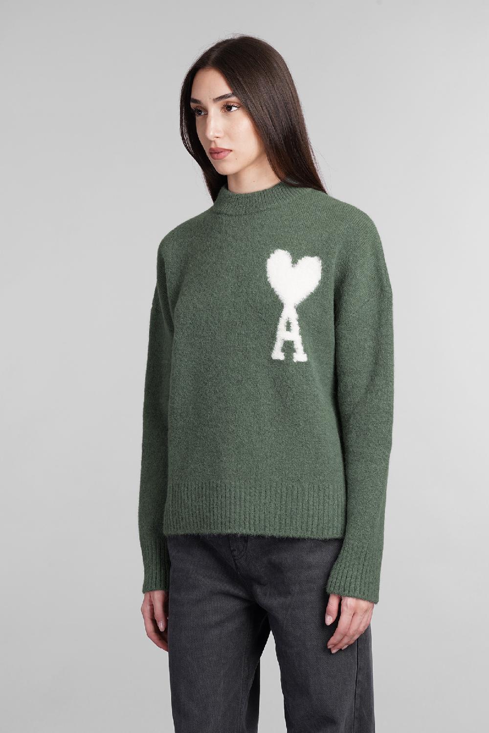 Deliberti Ami Paris Maglia in lana verde cod. 406120 - Deliberti The Luxury Shopping Affare Del Giorno