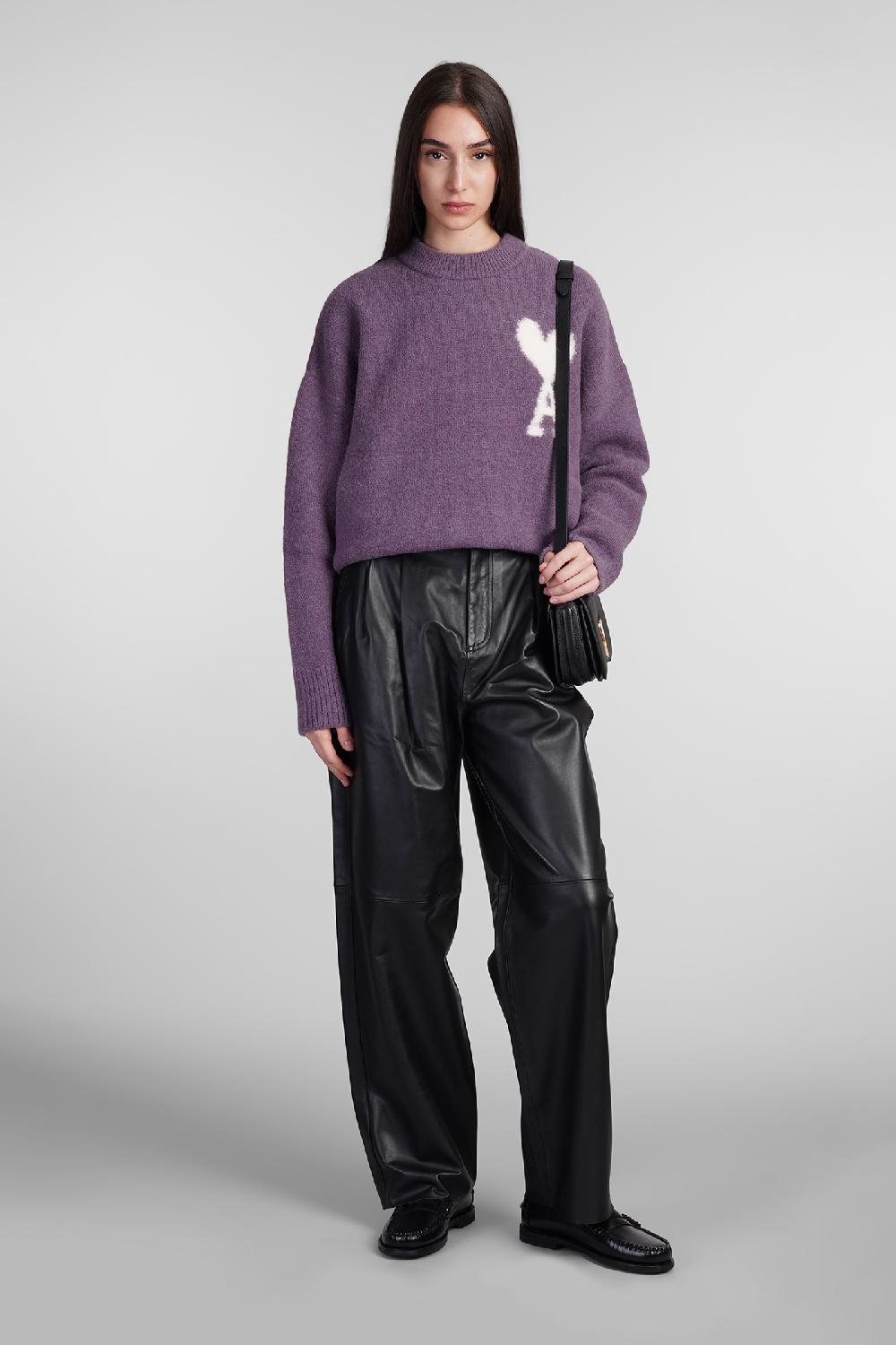 Deliberti Ami Paris Maglia in lana viola cod. 406930 - Deliberti The Luxury Shopping Novità