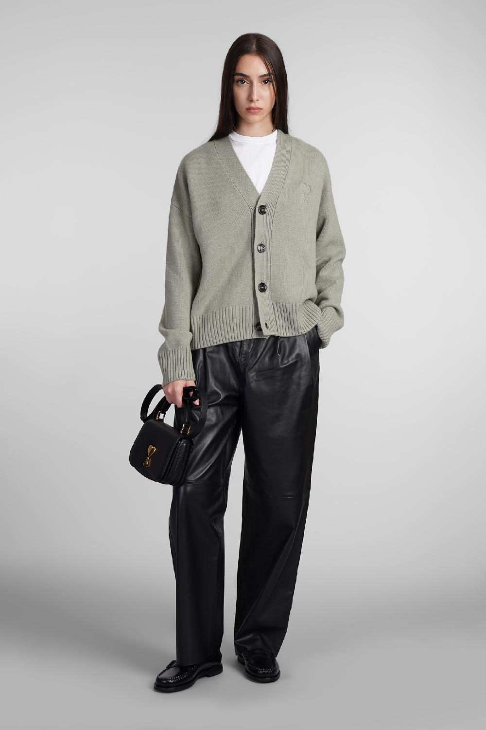 Deliberti Ami Paris Cardigan in lana verde cod. 406931 - Deliberti The Luxury Shopping Presa