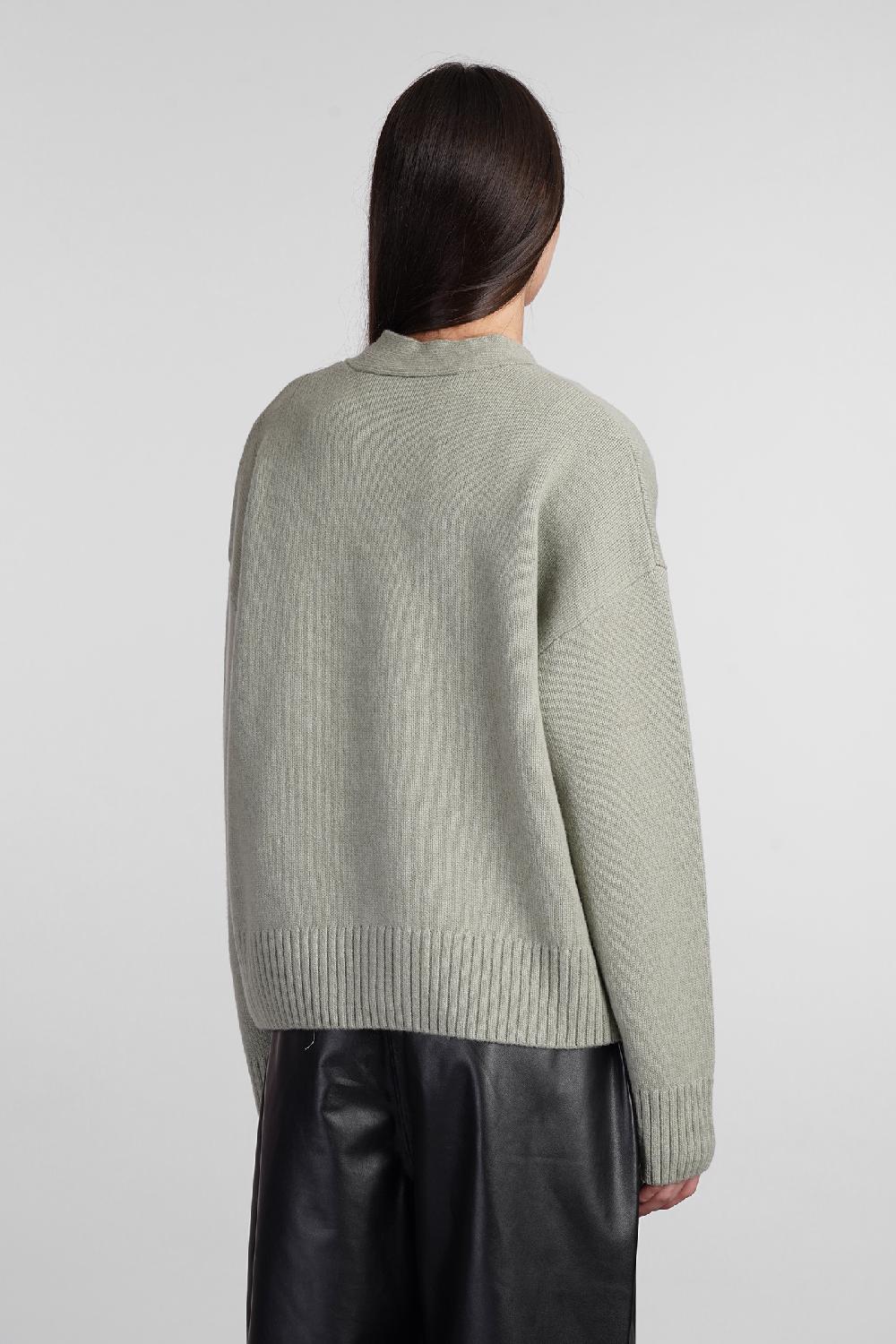 Deliberti Ami Paris Cardigan in lana verde cod. 406931 - Deliberti The Luxury Shopping Presa
