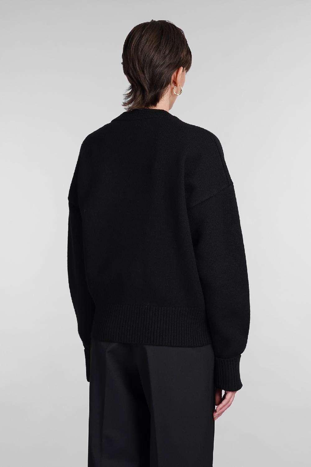 Deliberti Ami Paris Cardigan in lana nera cod. 402079 - Deliberti The Luxury Shopping In Vendita