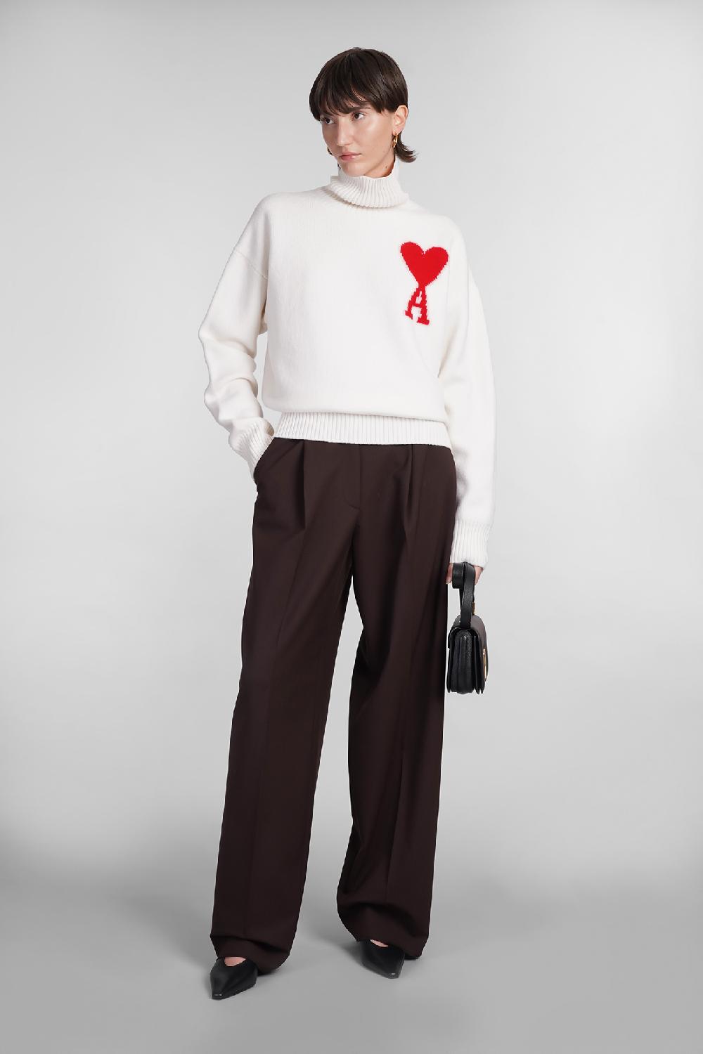 Deliberti Ami Paris Maglia in lana beige cod. 402081 - Deliberti The Luxury Shopping Vendita Calda