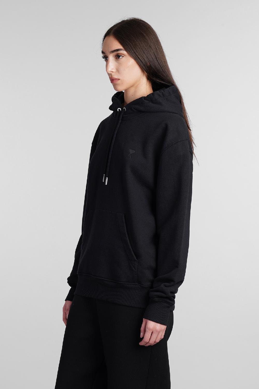 Deliberti Ami Paris Felpa in cotone nero cod. 402083 - Deliberti The Luxury Shopping Saldi Di Fabbrica