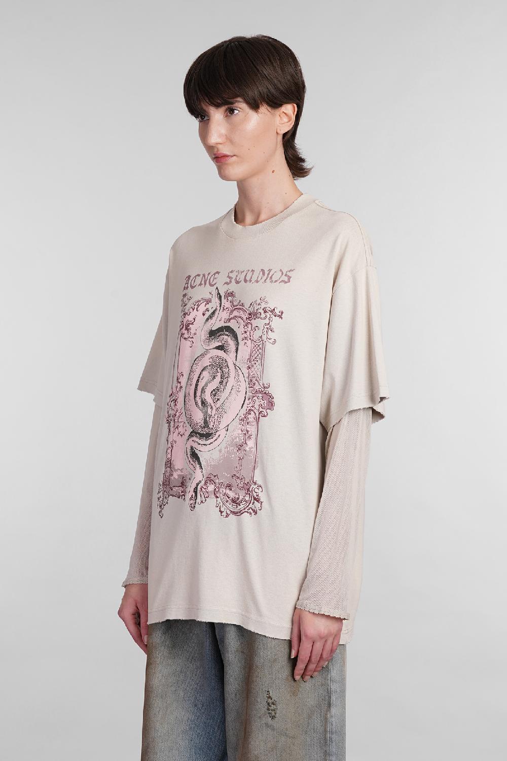 Deliberti Acne Studios T-shirt in cotone beige cod. 402970 - Deliberti The Luxury Shopping 2025