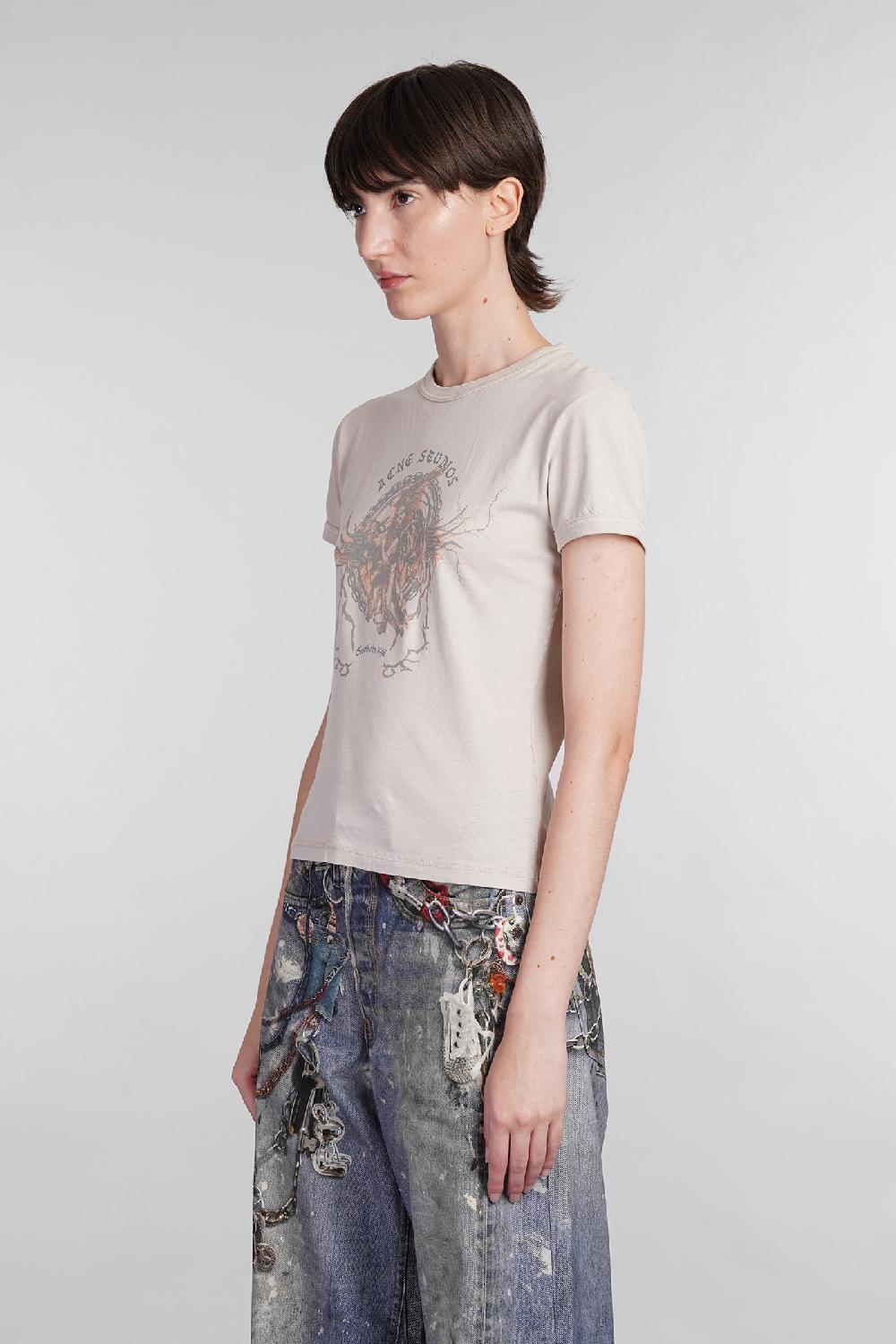 Deliberti Acne Studios T-shirt in cotone beige cod. 402972 - Deliberti The Luxury Shopping Qualità