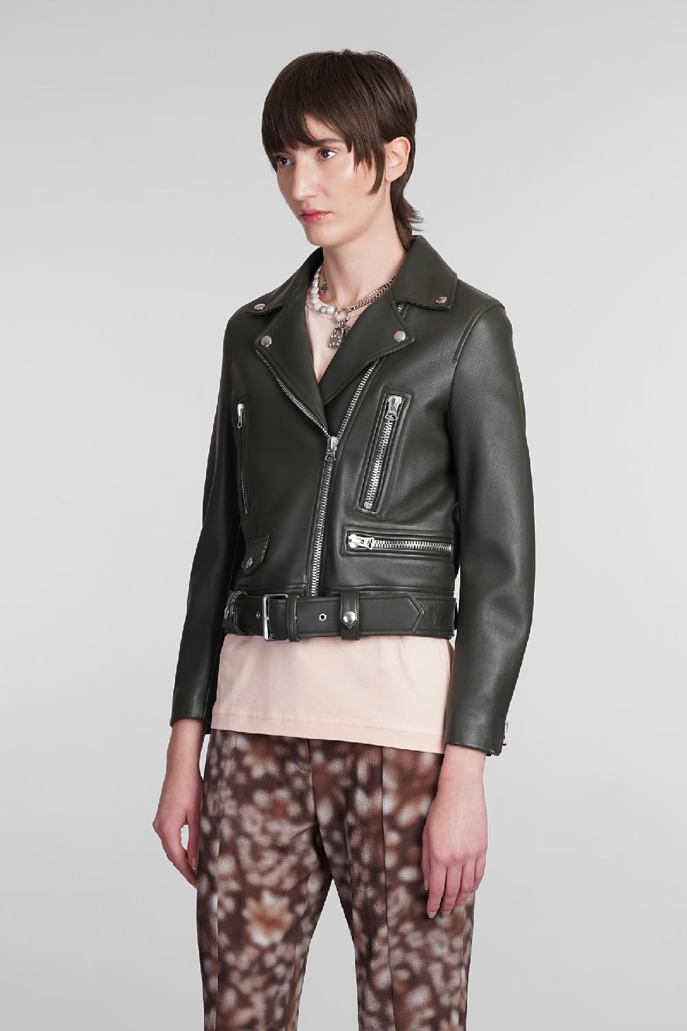 Deliberti Acne Studios Giacca biker mock in pelle verde cod. 344039 - Deliberti The Luxury Shopping Economico