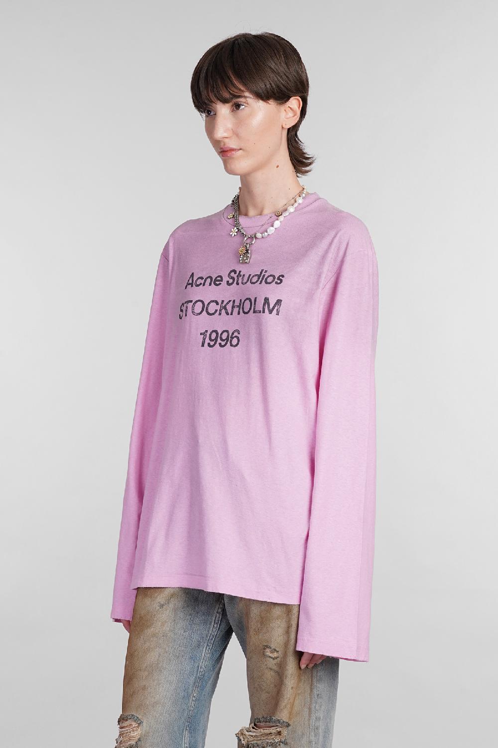Deliberti Acne Studios T-shirt in cotone rosa cod. 402638 - Deliberti The Luxury Shopping Vendita Calda