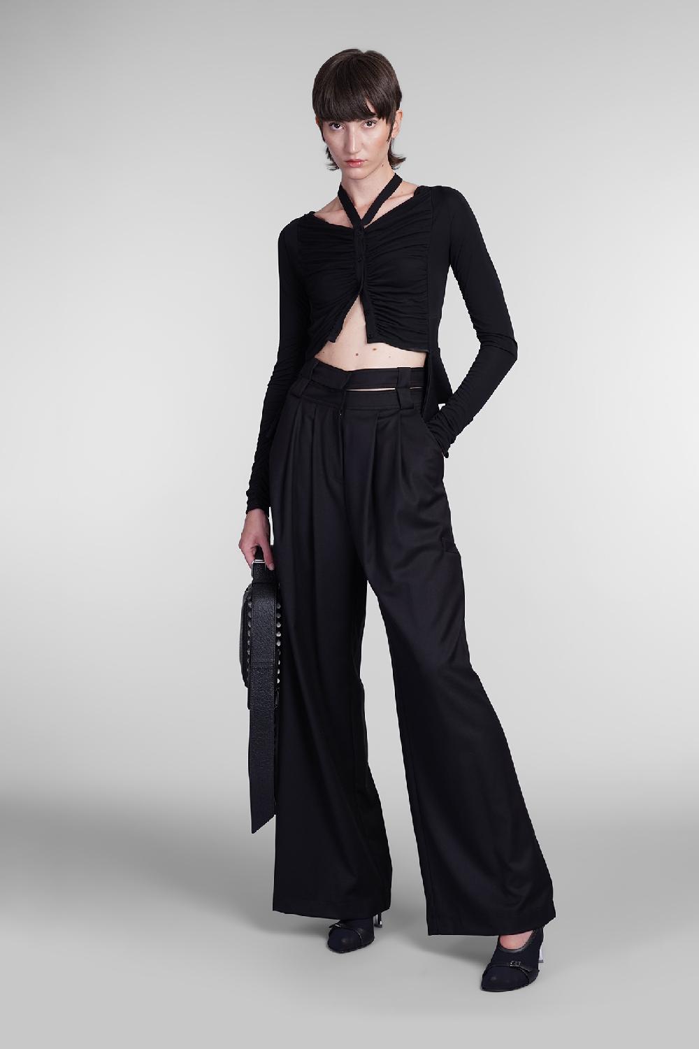 Deliberti Andreadamo Pantalone in poliestere nero cod. 405561 - Deliberti The Luxury Shopping Sconto