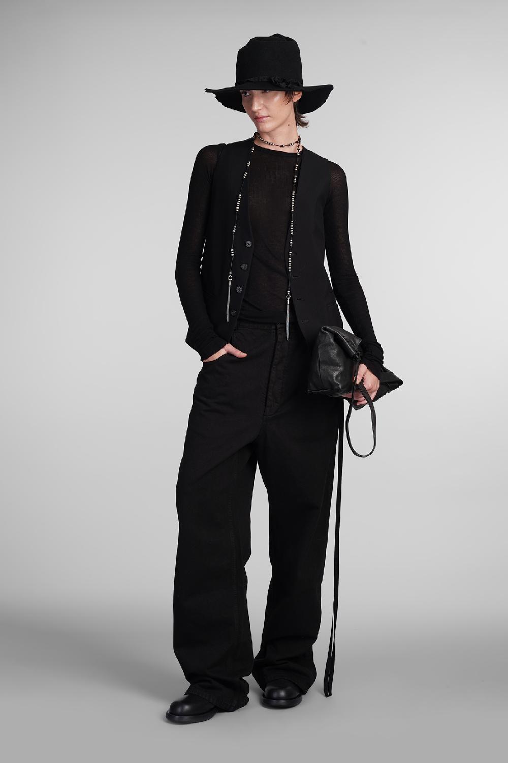 Deliberti Ann Demeulemeester Gilet in cotone nero cod. 399654 - Deliberti The Luxury Shopping Vendita Calda