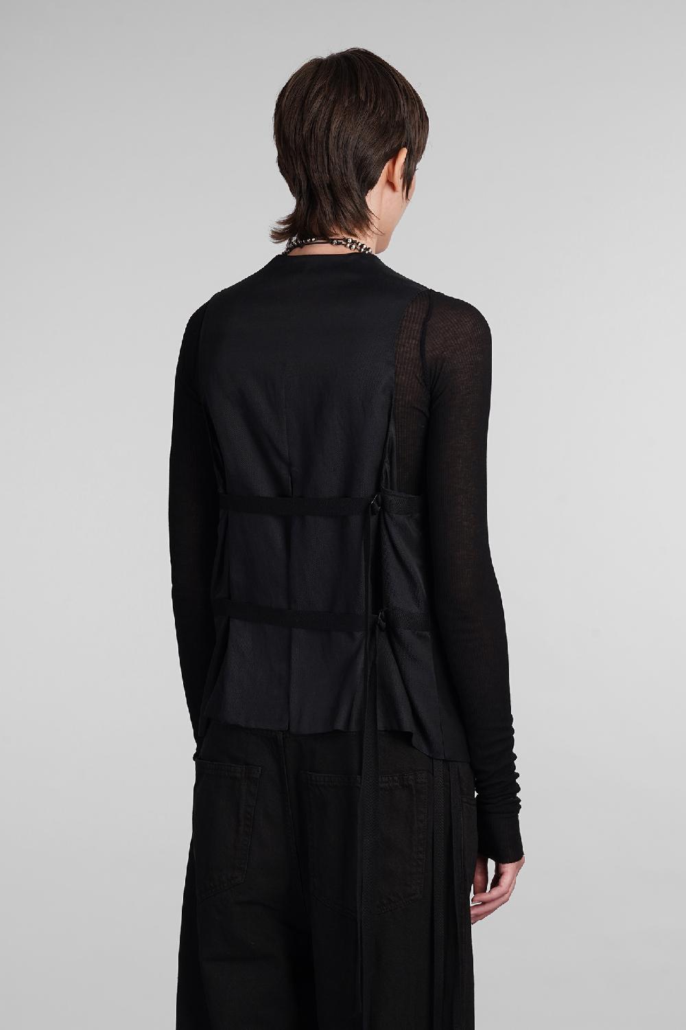 Deliberti Ann Demeulemeester Gilet in cotone nero cod. 399654 - Deliberti The Luxury Shopping Vendita Calda