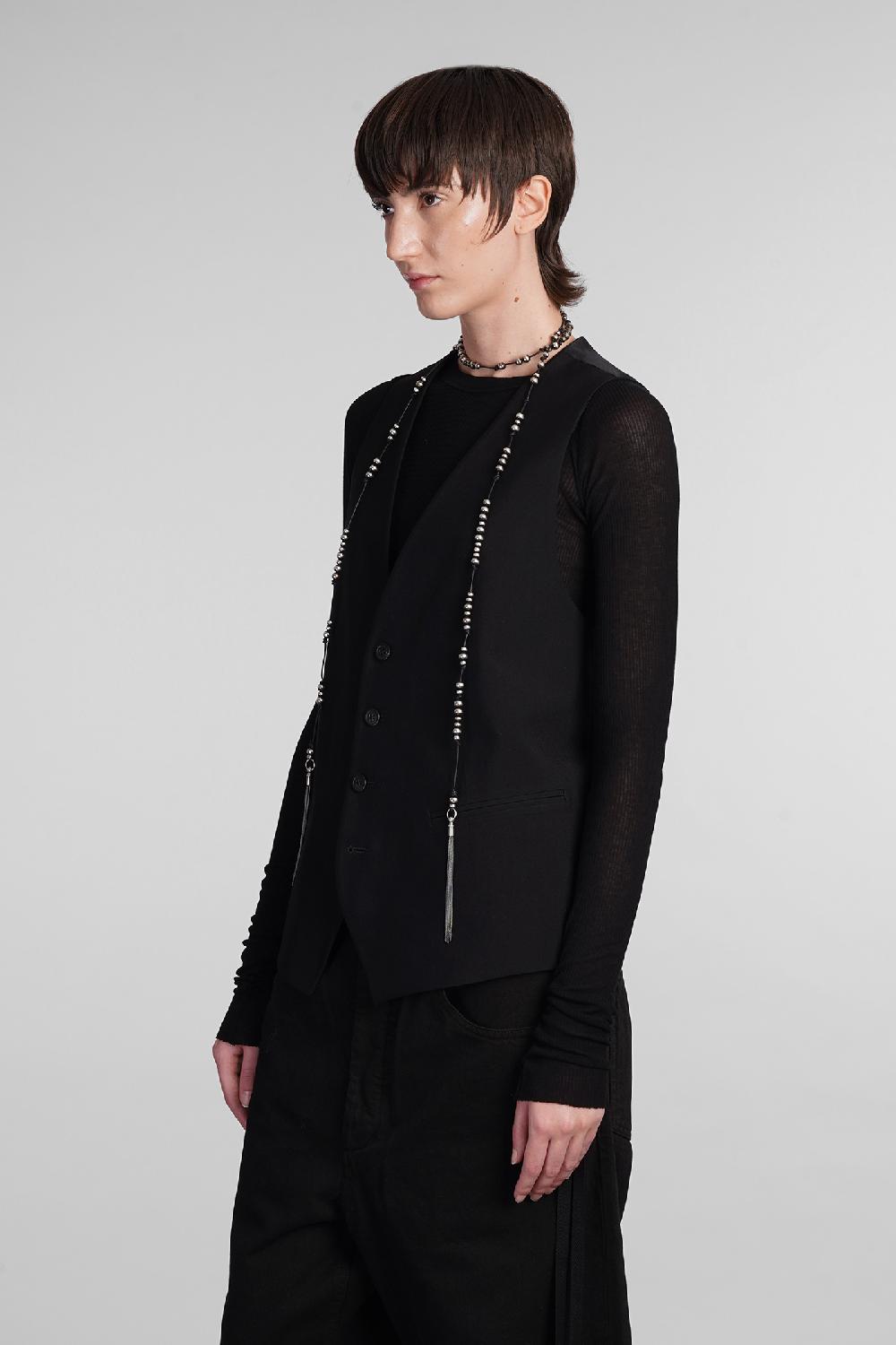 Deliberti Ann Demeulemeester Gilet in cotone nero cod. 399654 - Deliberti The Luxury Shopping Vendita Calda
