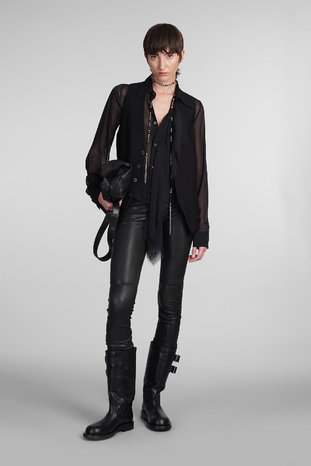 Deliberti Ann Demeulemeester Camicia thyrvi in seta nera cod. 406852 - Deliberti The Luxury Shopping Saldi Di Fabbrica