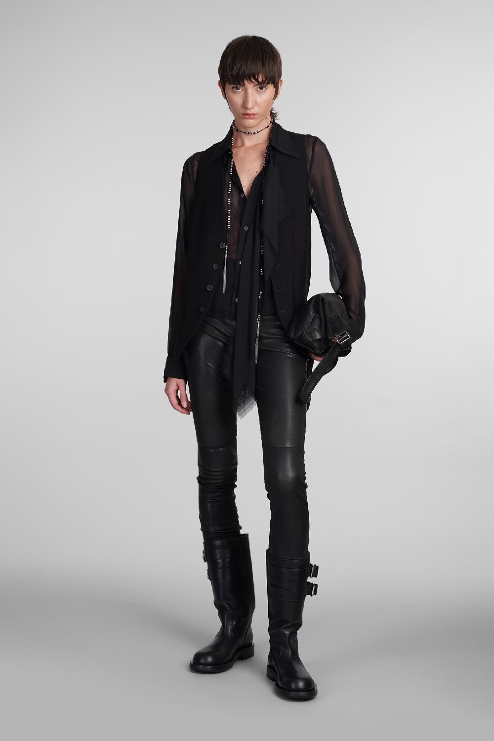 Deliberti Ann Demeulemeester Leggings florence in pelle nera cod. 406853 - Deliberti The Luxury Shopping I Più Venduti