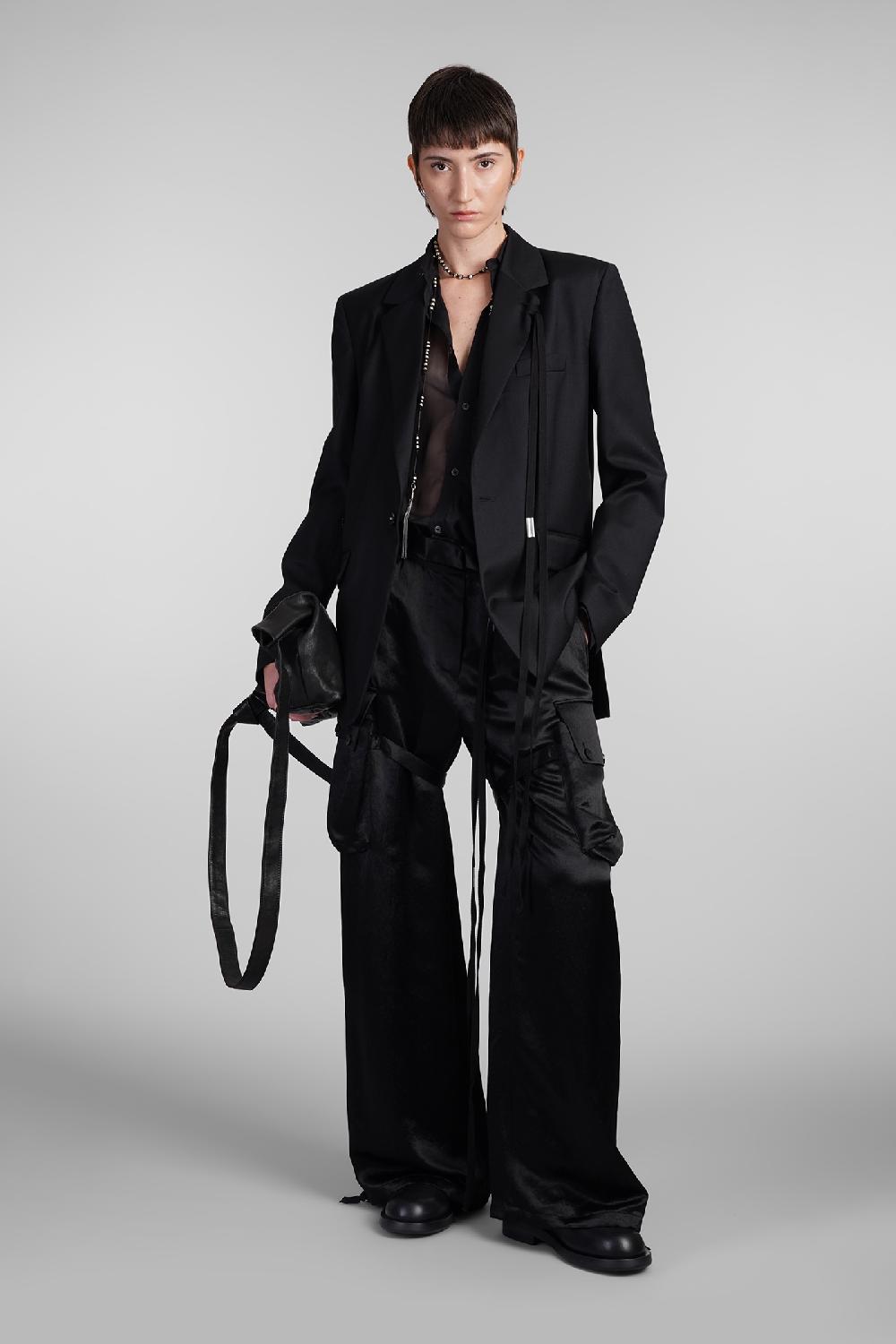 Deliberti Ann Demeulemeester Pantalone lare in acetato nero cod. 409443 - Deliberti The Luxury Shopping 2025