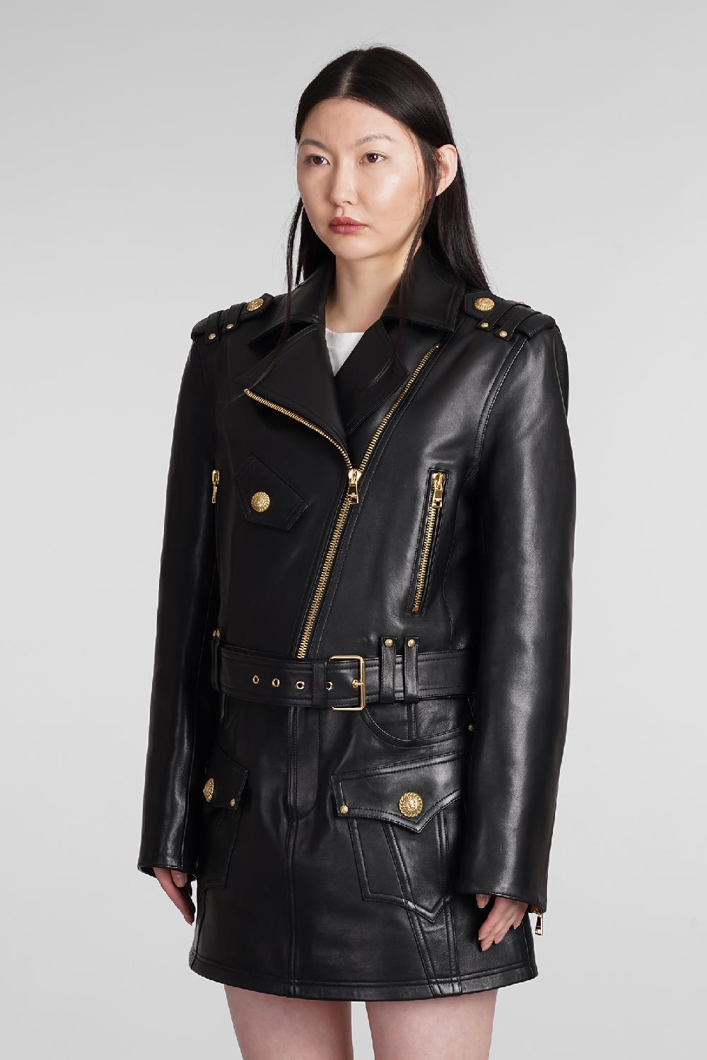 Deliberti Balmain Giacca biker in pelle nera cod. 392257 - Deliberti The Luxury Shopping Vendita