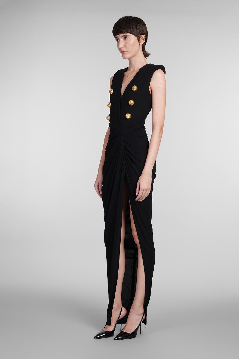 Deliberti Balmain Abito in viscosa nera cod. 406837 - Deliberti The Luxury Shopping Vendita Calda