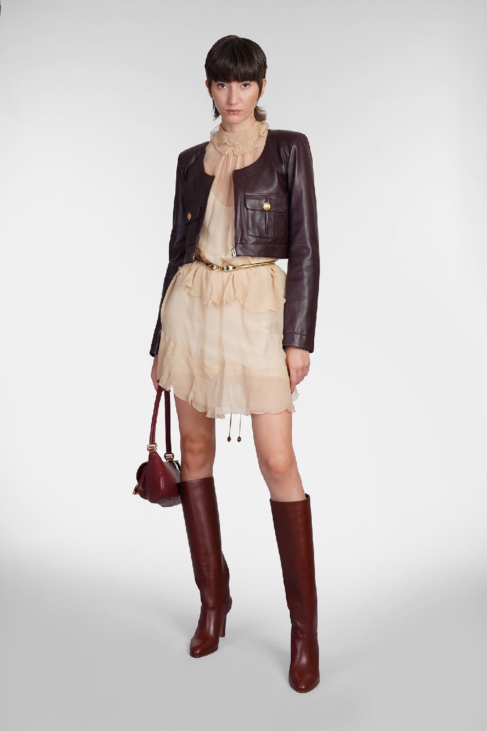 Deliberti Chloé Giacca in pelle in pelle bordeaux cod. 404213 - Deliberti The Luxury Shopping Nuova