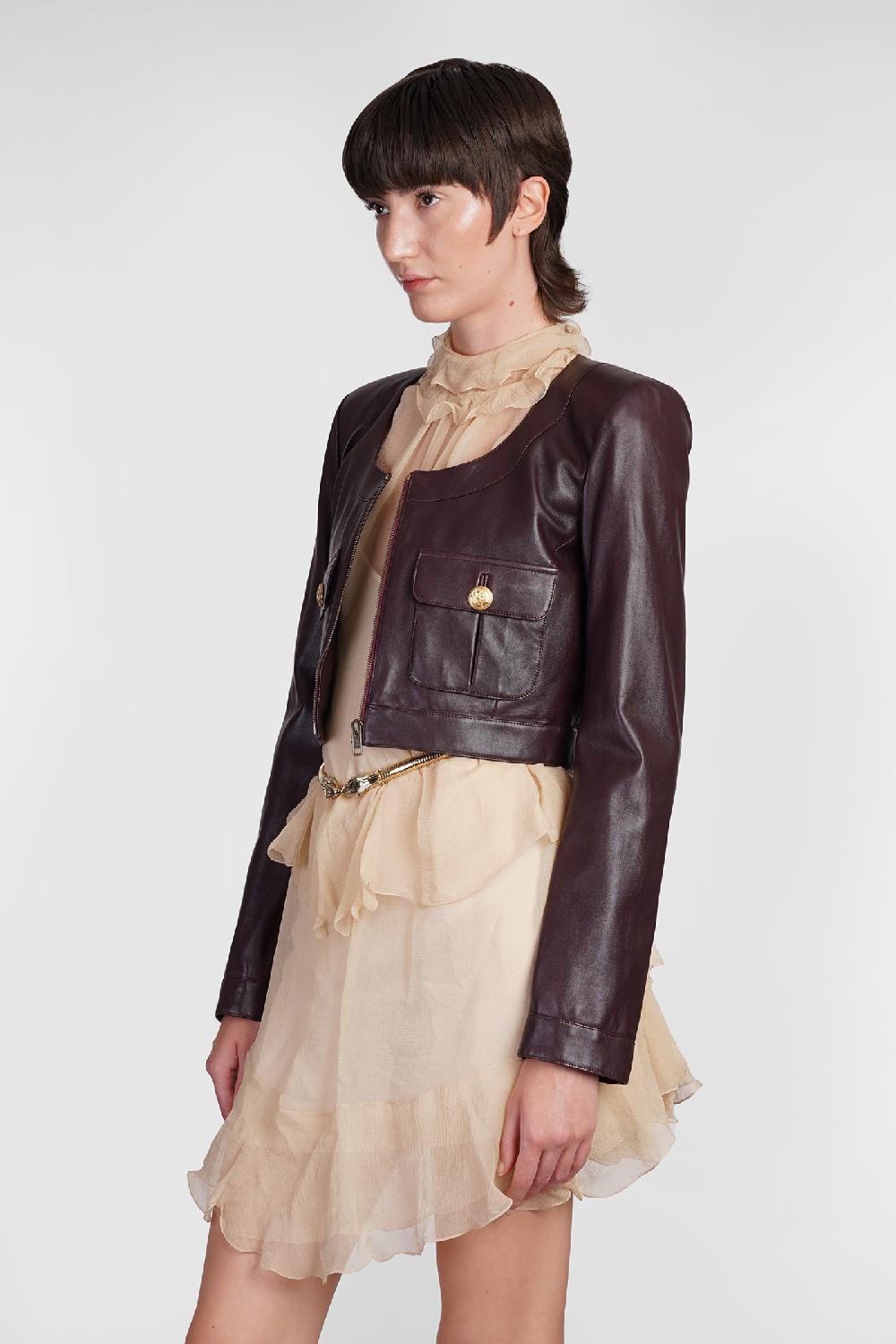 Deliberti Chloé Giacca in pelle in pelle bordeaux cod. 404213 - Deliberti The Luxury Shopping Nuova